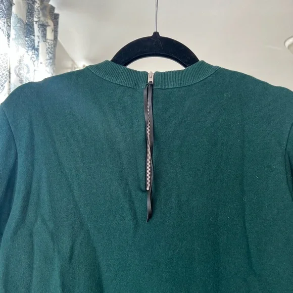 Coach Embroidered Green Crewneck Sweater with Zipper Pull - Picture 8 of 15